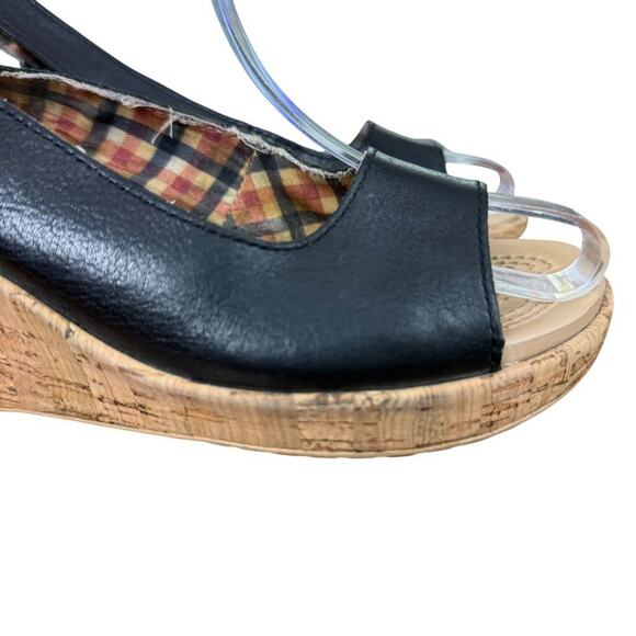 Crocs A-Leigh Leather Black Cork Wedge Slingback Open Toe Sandals Shoes sz 7 - Picture 13 of 16